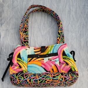 Pink and Blue Tote Bag with Retro-Inspired Design